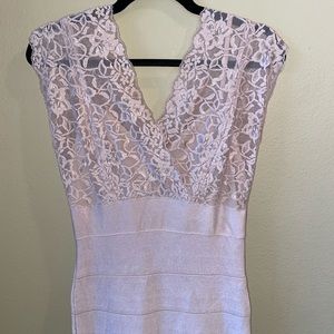 Bebe Sexy Floral Lace Bandage Dress Pink